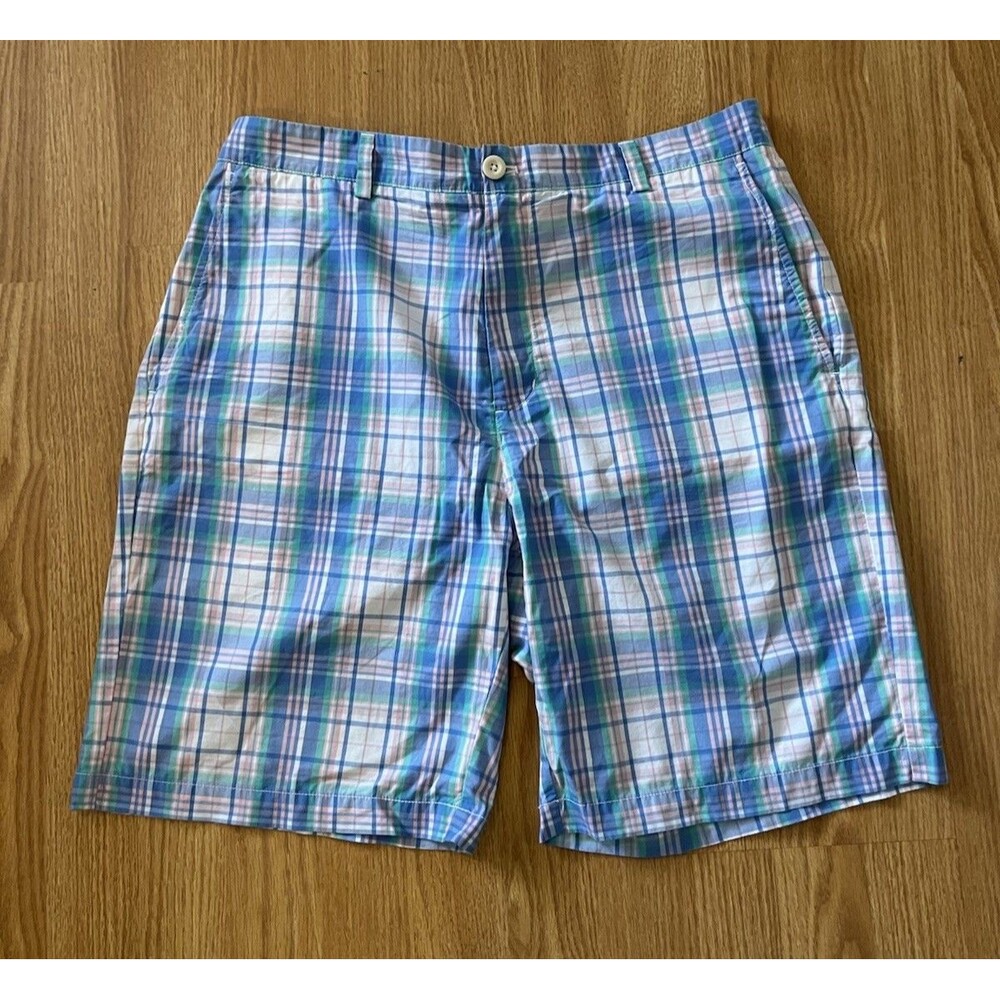 Vineyard Vines Blue Pink Plaid Men’s Breaker Shorts Size 36